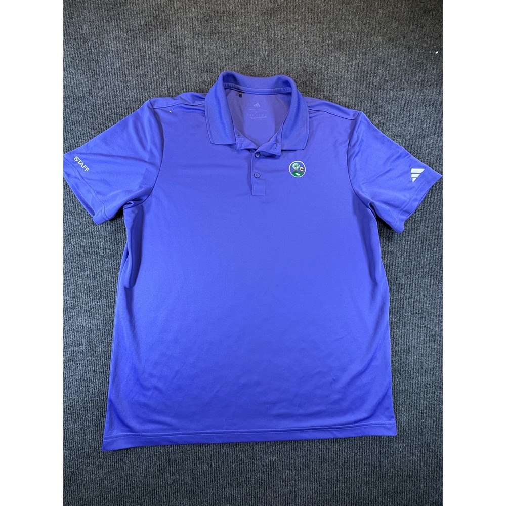Adidas Mens Purple Golf Polo Shirt Staff Short Sleeve Large Embroidered Logo